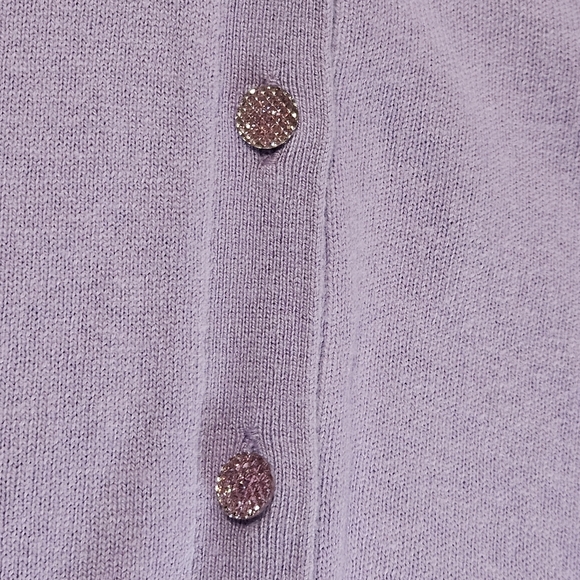 New York & Company Cardigan Womens Medium Purple Button Down V-Neck Soft Career - Picture 7 of 8